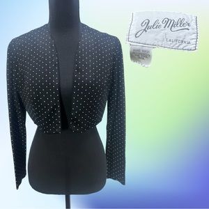 VTG 60's/70's Julie Miller Black w/ White Polka Dots Cropped Shrug Xs/S